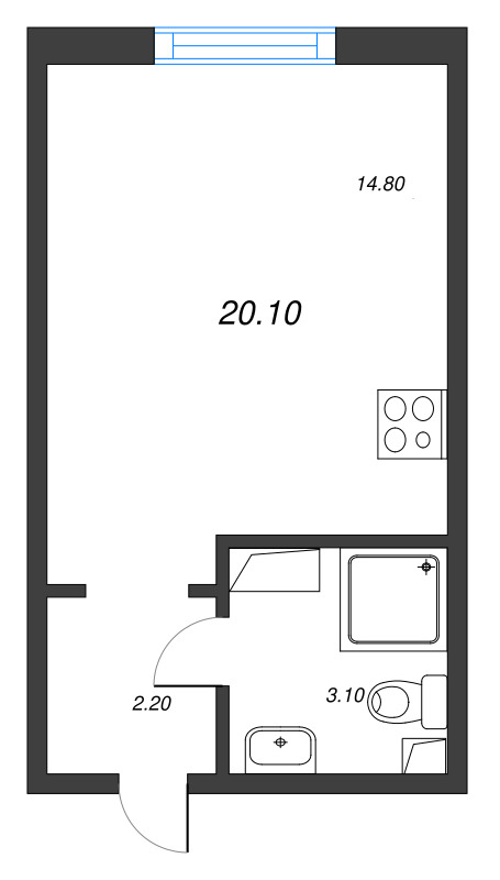 Квартира-студия, 20.1 м² в ЖК "Дыбенко Парк" - планировка, фото №1