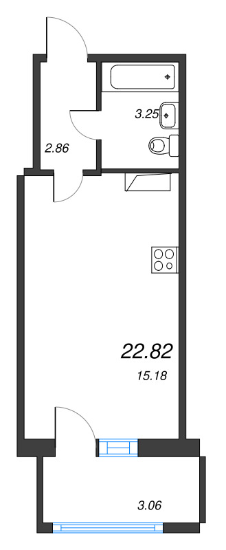 Квартира-студия, 21.9 м² в ЖК "FoRest Аквилон" - планировка, фото №1