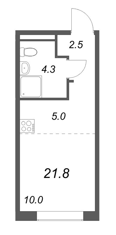 Квартира-студия, 21.8 м² в ЖК "Пулково Лейк" - планировка, фото №1