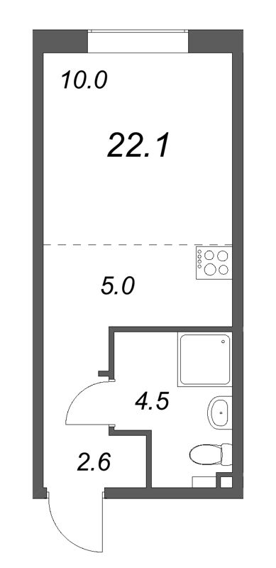 Квартира-студия, 22.1 м² в ЖК "Пулково Лейк" - планировка, фото №1