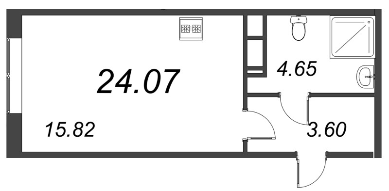 Квартира-студия, 24.07 м² в ЖК "VEREN NORT сертолово" - планировка, фото №1
