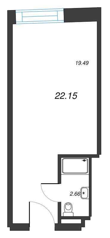 Квартира-студия, 22.15 м² в ЖК "YE’S Leader" - планировка, фото №1