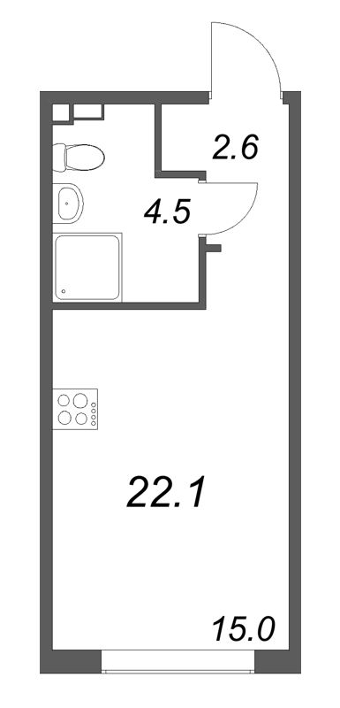 Квартира-студия, 22.1 м² в ЖК "Пулково Лейк" - планировка, фото №1