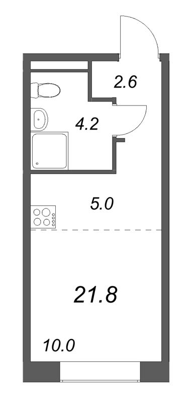 Квартира-студия, 21.8 м² в ЖК "Пулково Lake" - планировка, фото №1