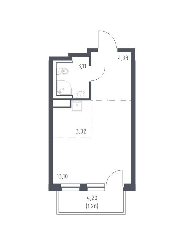 Квартира-студия, 25.72 м² в ЖК "Новые Лаврики" - планировка, фото №1