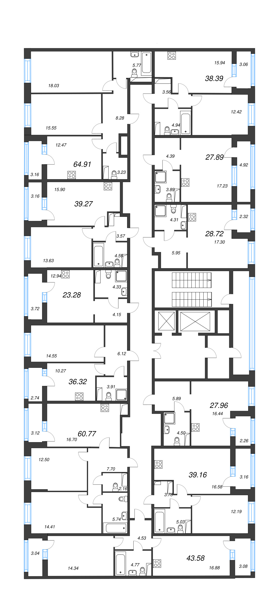 Квартира-студия, 28.72 м² - планировка этажа