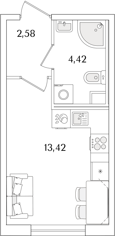 Квартира-студия, 20.42 м² в ЖК "Кинопарк" - планировка, фото №1