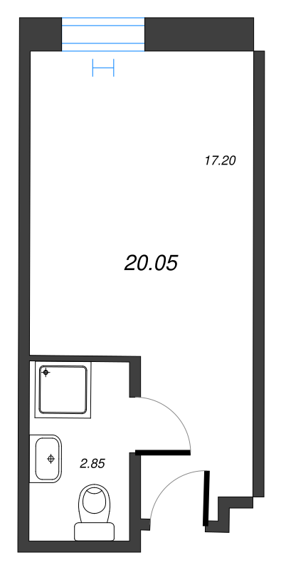 Квартира-студия, 20.16 м² - планировка, фото №1