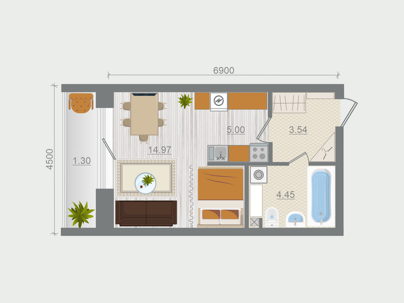 Квартира-студия, 29.26 м² в ЖК "Эко Квартал Гармония" - планировка, фото №1