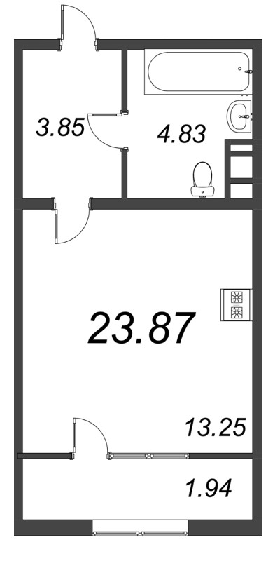 Квартира-студия, 25.2 м² в ЖК "Pixel" - планировка, фото №1