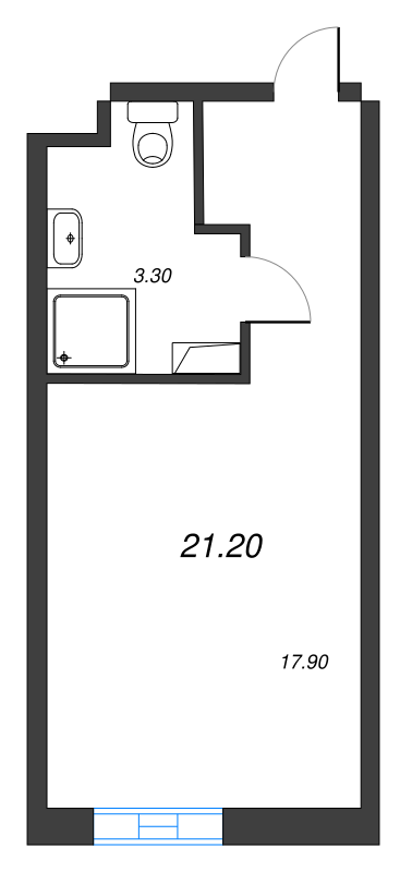 Квартира-студия, 21.2 м² в ЖК "VIDI" - планировка, фото №1