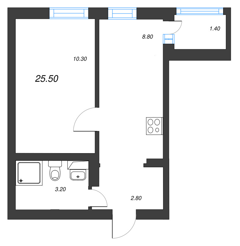 1-комнатная квартира, 25.5 м² в ЖК "ЭКО Квартал NEGA" - планировка, фото №1
