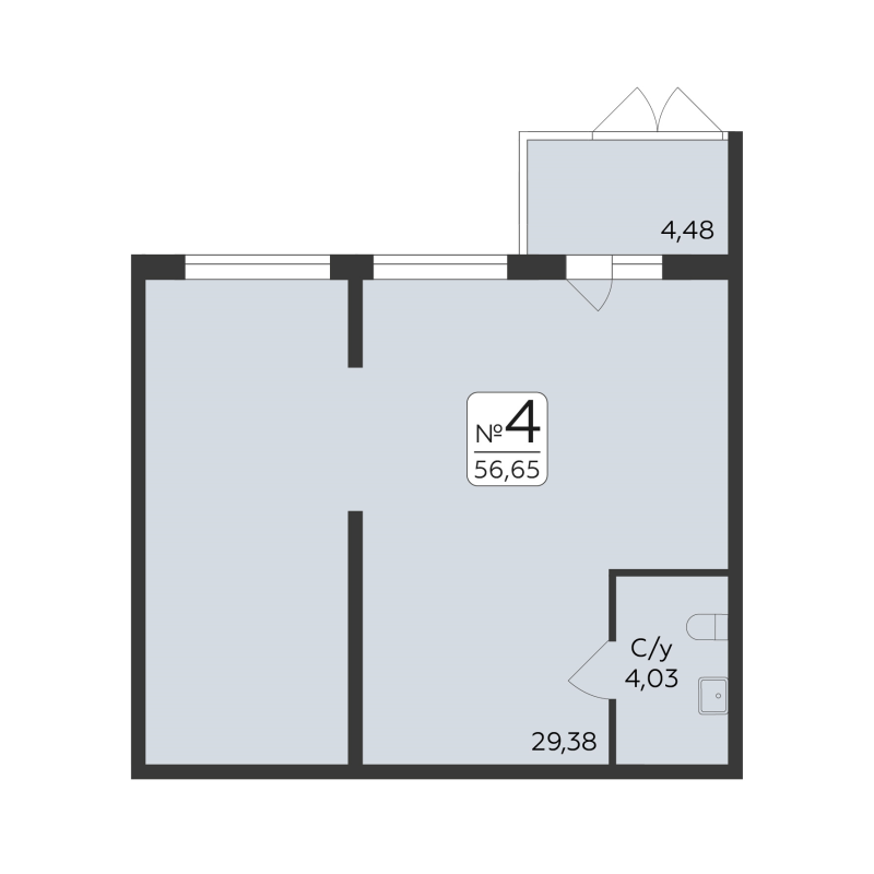 Помещение, 56.65 м² в ЖК "Панорама Юкки" - планировка, фото №1