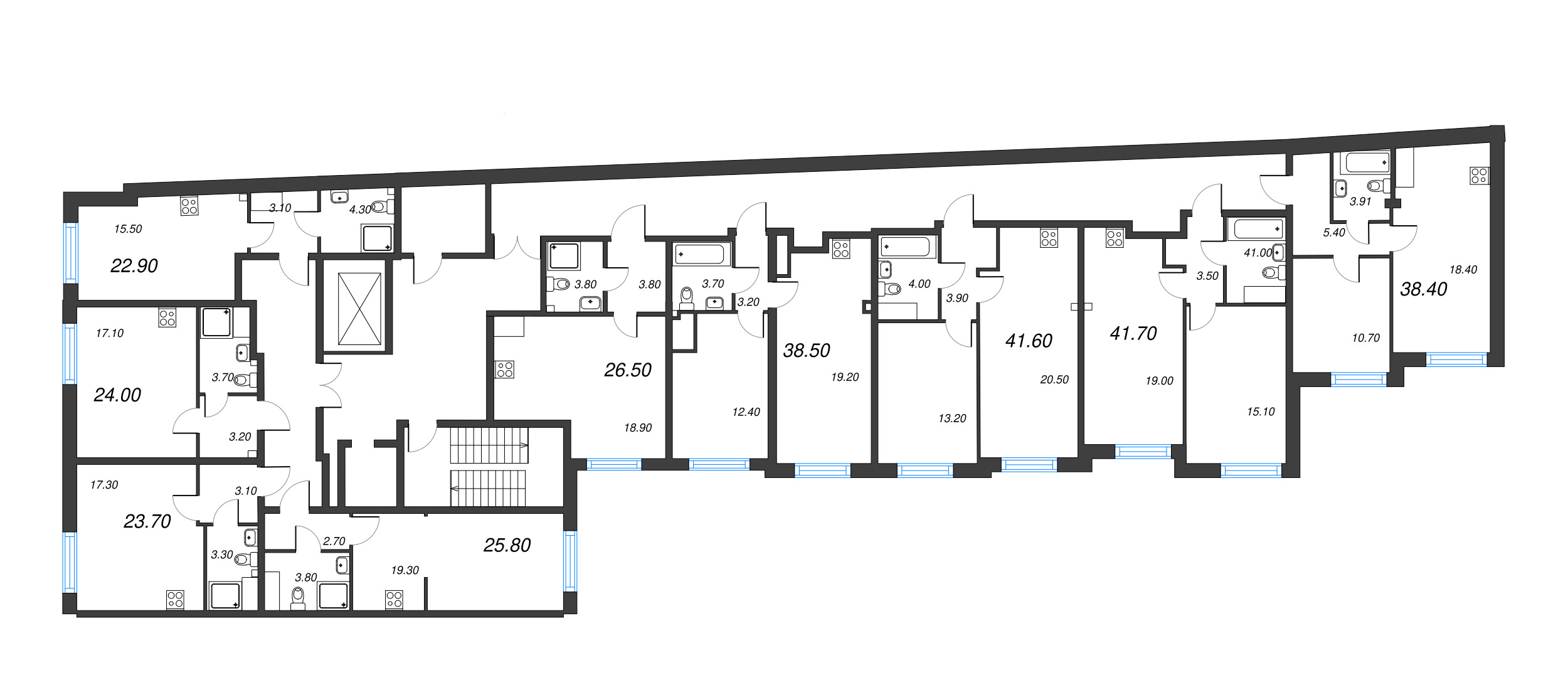 Квартира-студия, 22.9 м² в ЖК "Измайловский" - планировка этажа