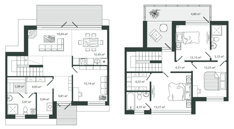 5-комнатная (Евро) квартира, 127.23 м² в ЖК "Моменты.Repino" - планировка, фото №1