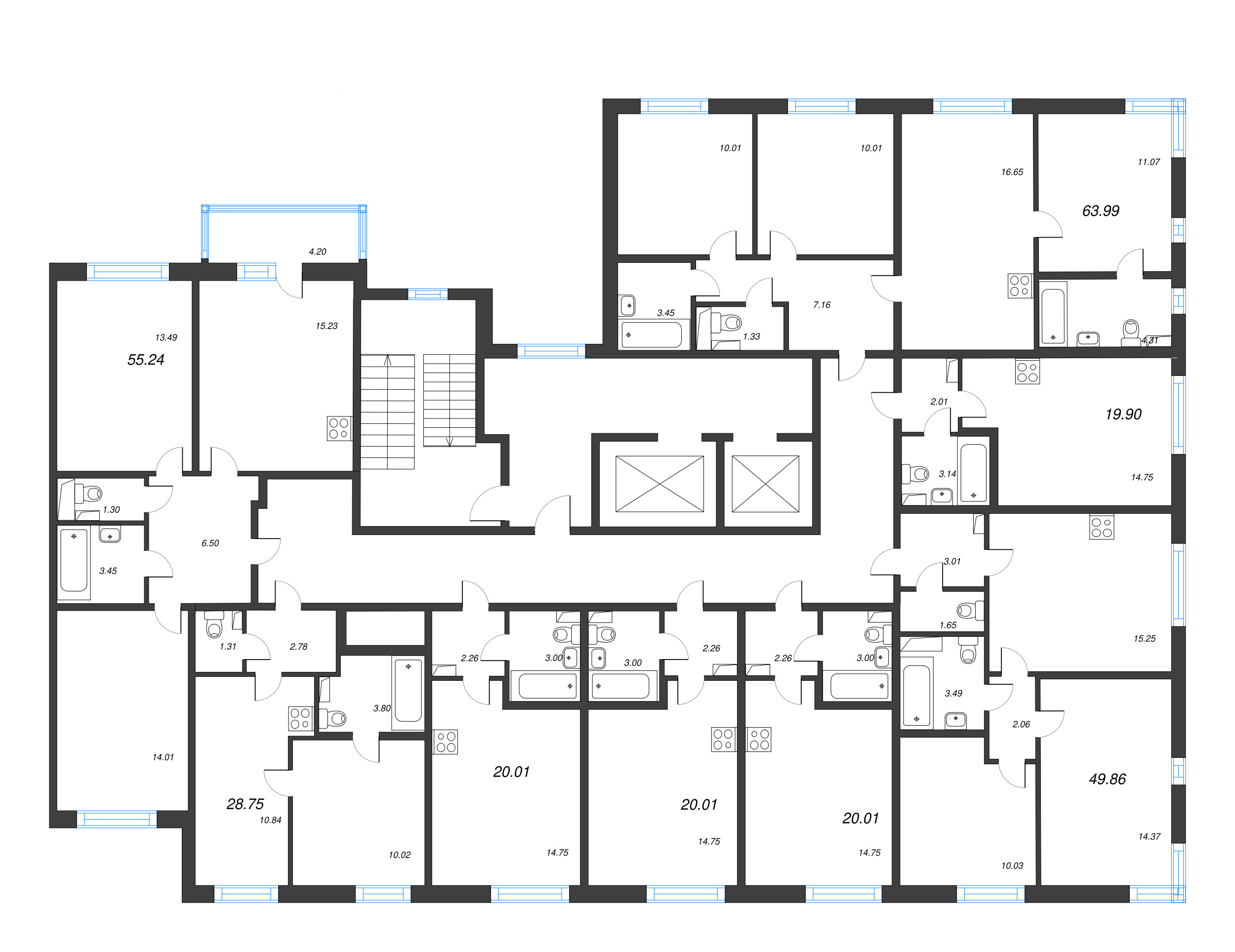 Квартира-студия, 20.01 м² - планировка этажа