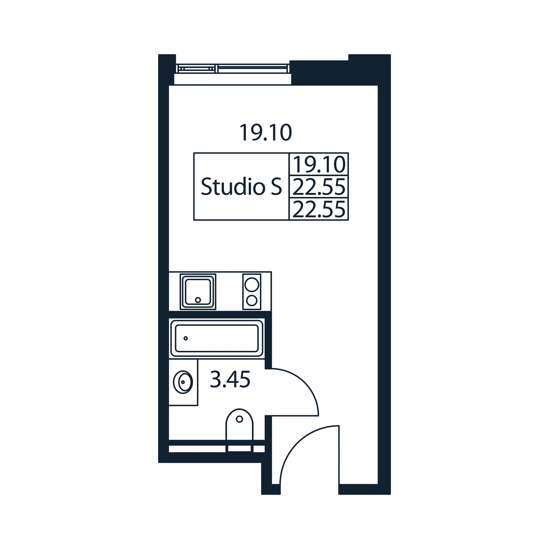 Квартира-студия, 23.33 м² в ЖК "Арт Плаза" - планировка, фото №1