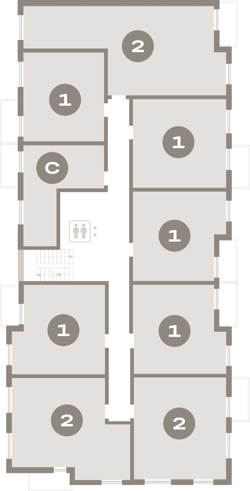 2-комнатная (Евро) квартира, 44.5 м² в ЖК "Брусника в Новоселье" - планировка этажа