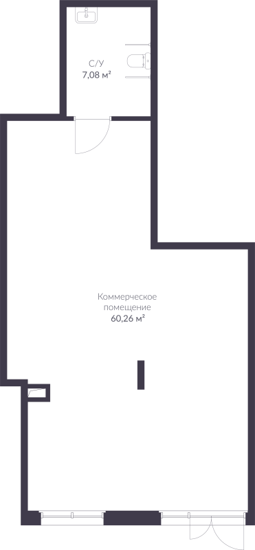 Помещение, 67.34 м² в ЖК "VEREN NORT сертолово" - планировка, фото №1