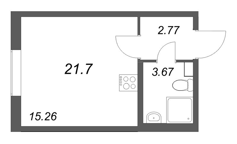 Квартира-студия, 21.7 м² в ЖК "Кинопарк" - планировка, фото №1