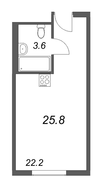 Квартира-студия, 25.8 м² - планировка, фото №1