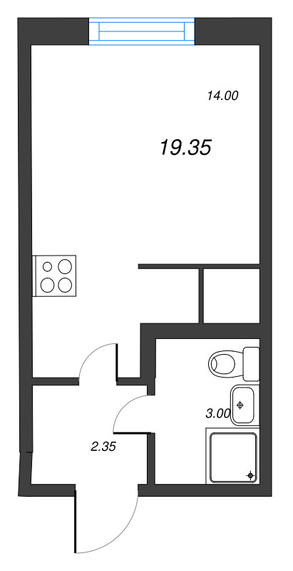 Квартира-студия, 19.35 м² в ЖК "Старлайт" - планировка, фото №1
