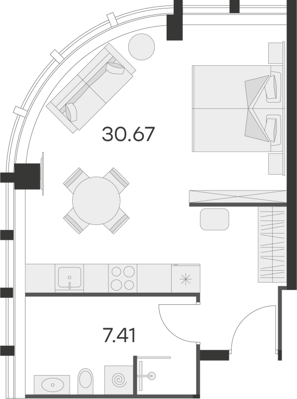Квартира-студия, 36.2 м² в ЖК "25/7 Заневский" - планировка, фото №1