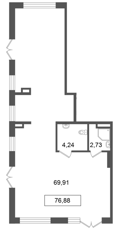Помещение, 76.88 м² в ЖК "Лето" - планировка, фото №1