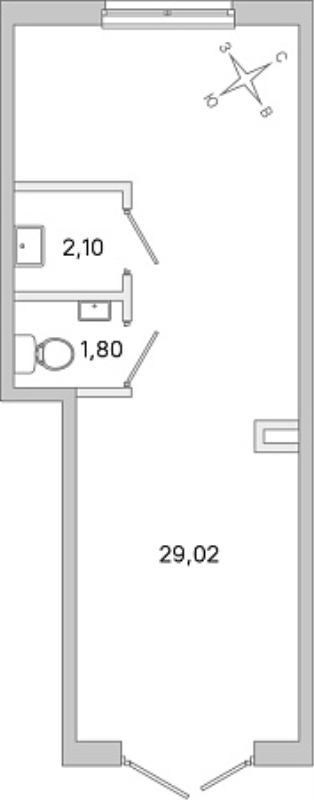 Помещение, 32.92 м² в ЖК "ЮгТаун" - планировка, фото №1