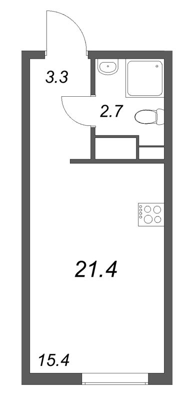 Квартира-студия, 21.4 м² в ЖК "Октябрьская набережная" - планировка, фото №1