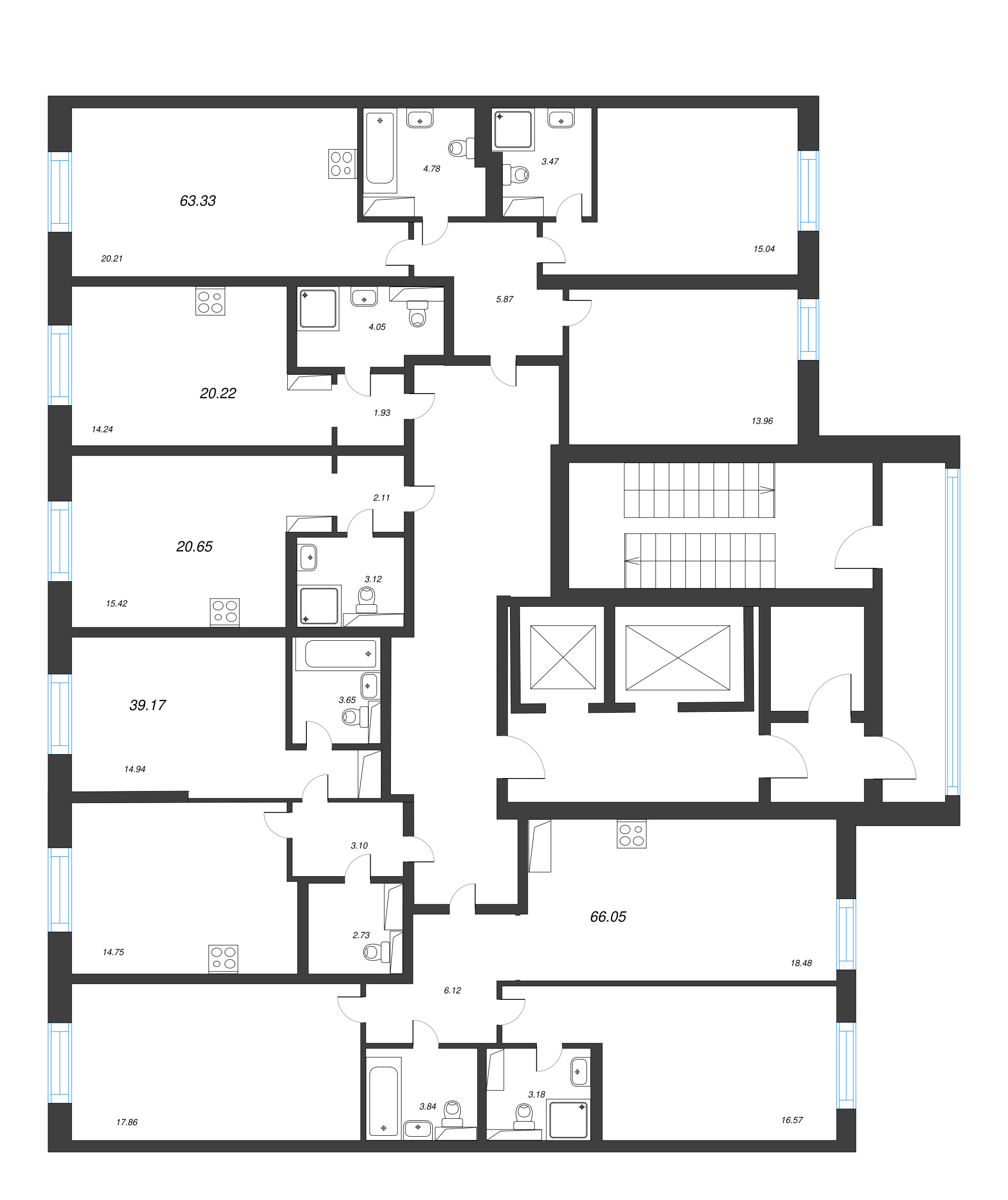 Квартира-студия, 20.22 м² в ЖК "Цивилизация на неве" - планировка этажа