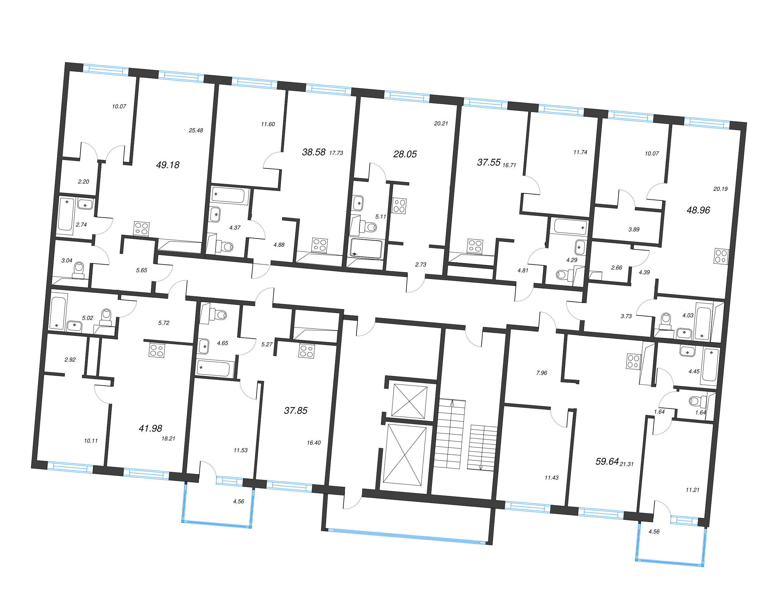Квартира-студия, 28.05 м² в ЖК "Legenda Васильевского" - планировка этажа