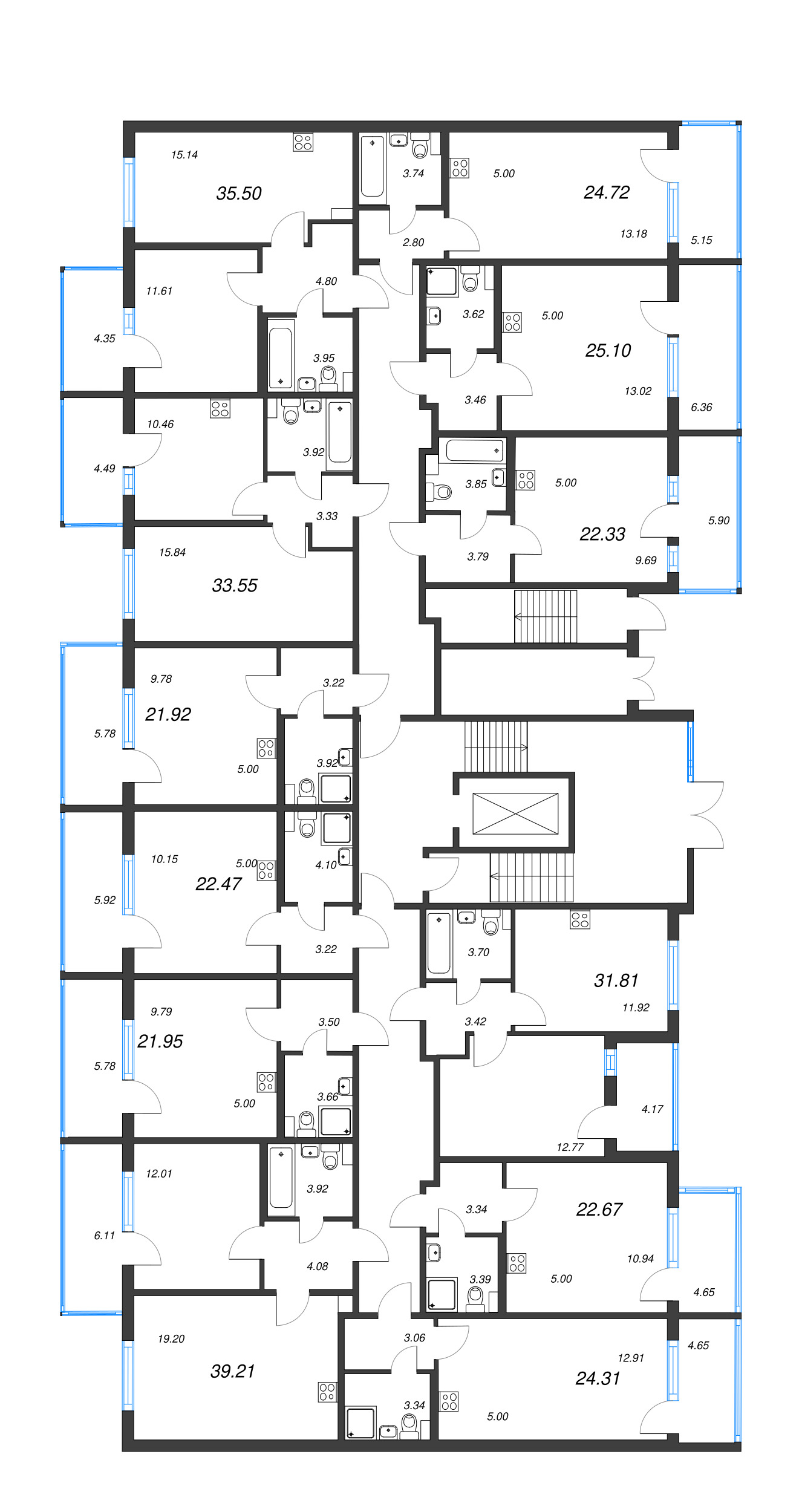 Квартира-студия, 22.47 м² - планировка этажа