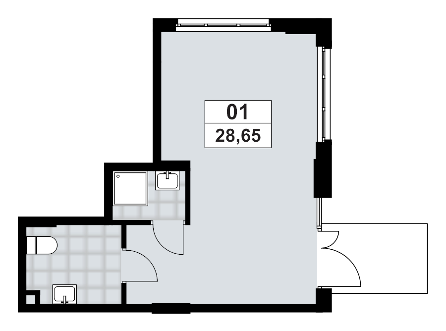 Помещение, 28.65 м² в ЖК "А101 Лаголово" - планировка, фото №1