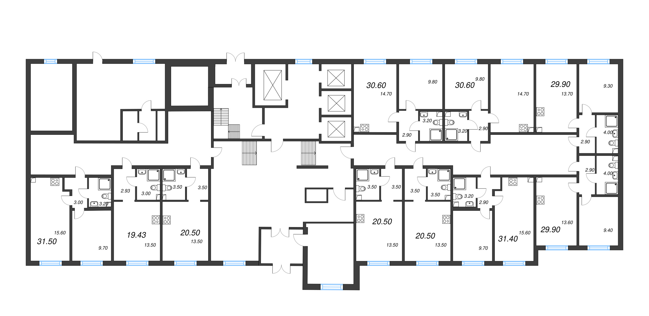 Квартира-студия, 20.5 м² в ЖК "Ручьи" - планировка этажа