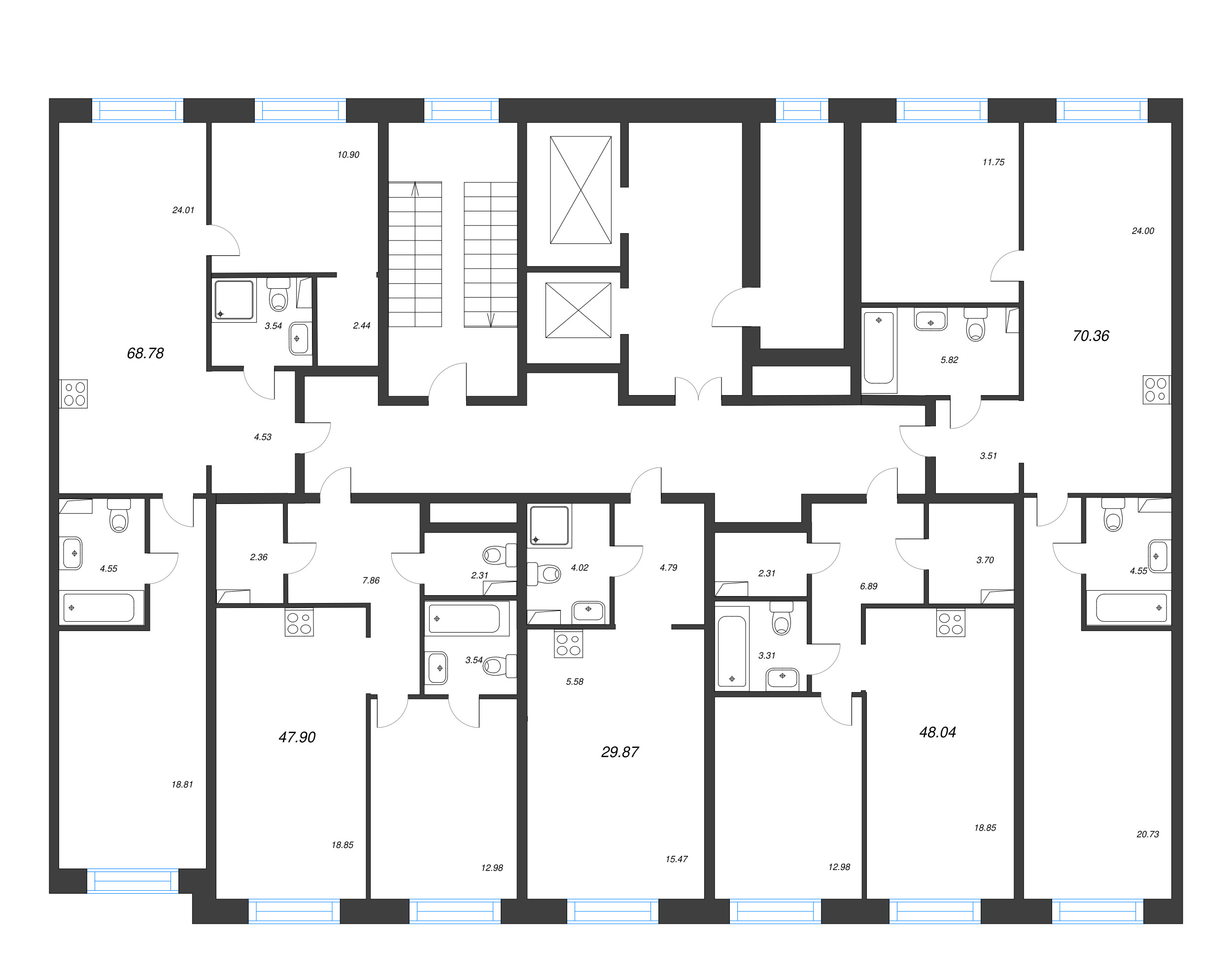 Квартира-студия, 29.86 м² в ЖК "Остров Первых" - планировка этажа