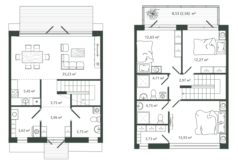 4-комнатная (Евро) квартира, 111 м² в ЖК "Моменты.Repino" - планировка, фото №1