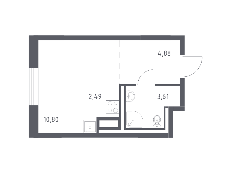 Квартира-студия, 21.78 м² - планировка, фото №1