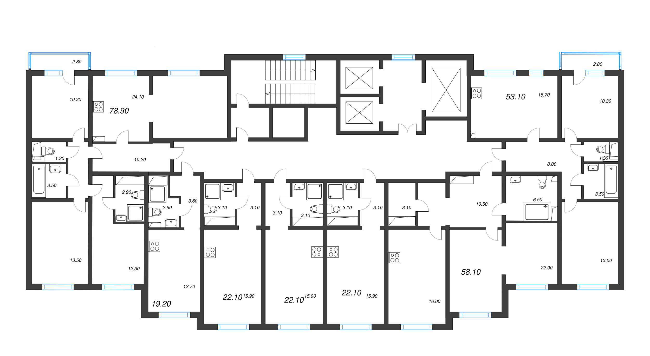 Квартира-студия, 19.2 м² в ЖК "Ручьи" - планировка этажа