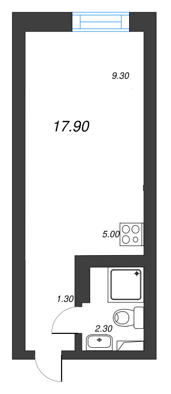 Квартира-студия, 17.9 м² в ЖК "Эко Квартал Нега" - планировка, фото №1