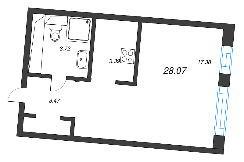 Квартира-студия, 28.07 м² в ЖК "Legenda Васильевского" - планировка, фото №1