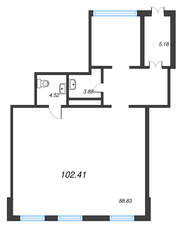 Помещение, 102.41 м² в ЖК "Город Первых" - планировка, фото №1