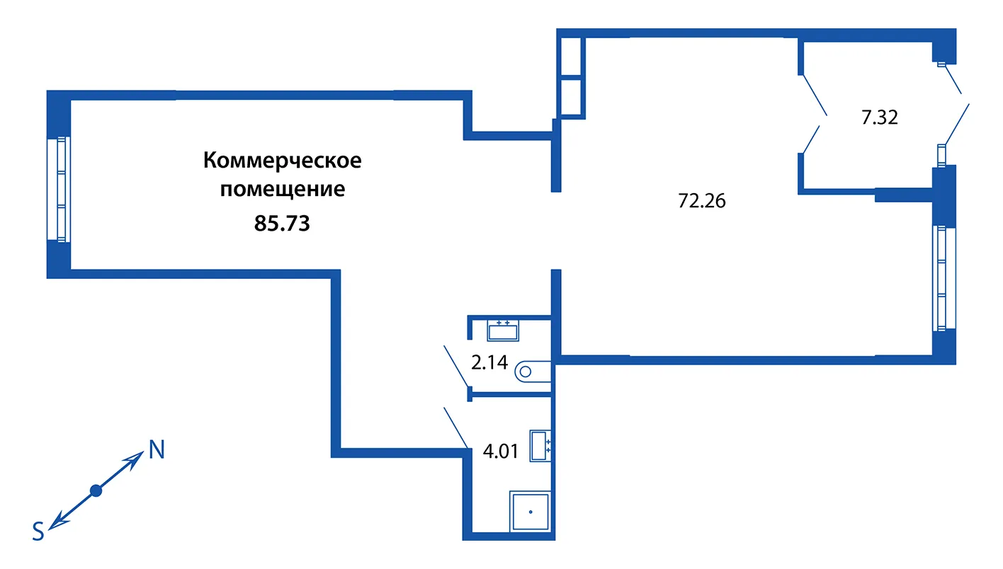Помещение, 85.73 м² в ЖК "Полис Приморский 2" - планировка, фото №1