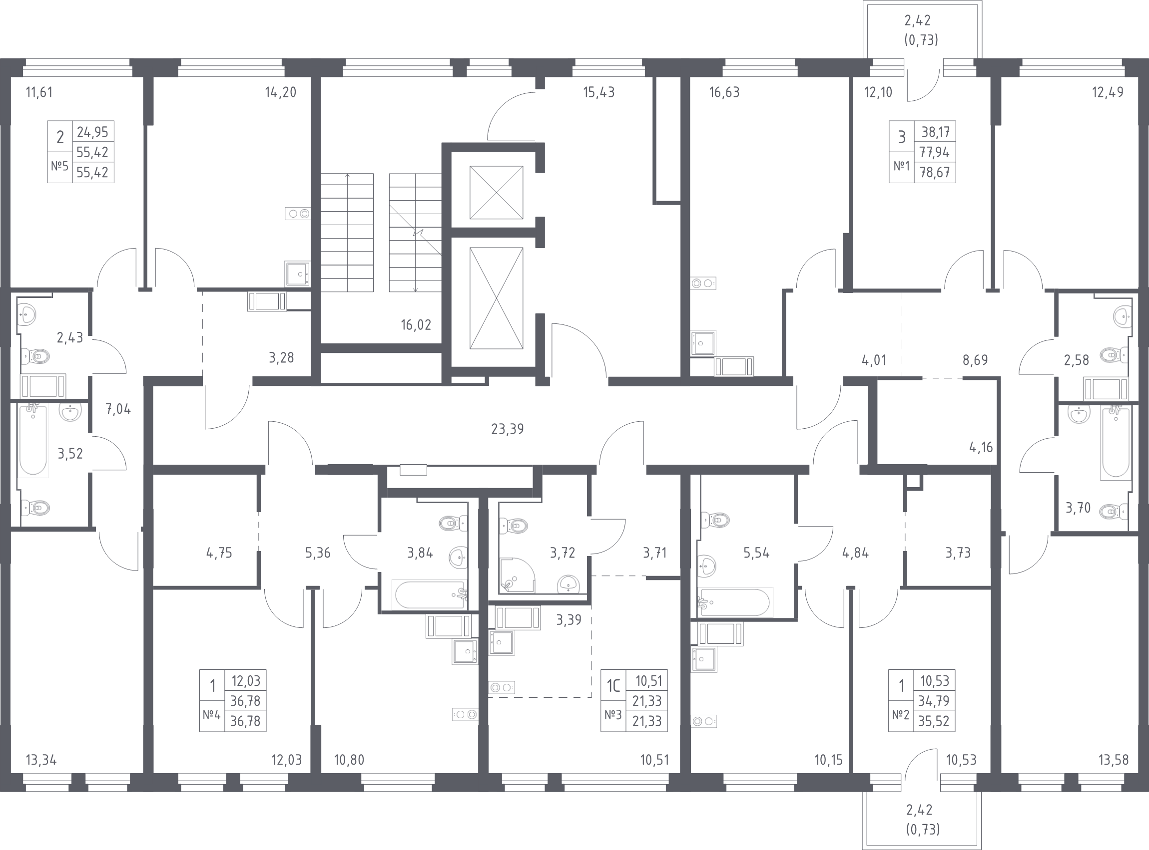 Квартира-студия, 21.33 м² в ЖК "Новое Колпино" - планировка этажа