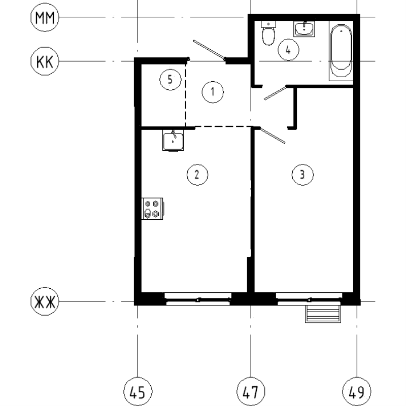 1-комнатная квартира, 41.2 м² в ЖК "Ягодное Река Парк" - планировка, фото №1