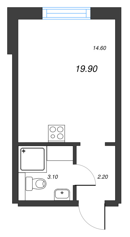 Квартира-студия, 19.9 м² - планировка, фото №1