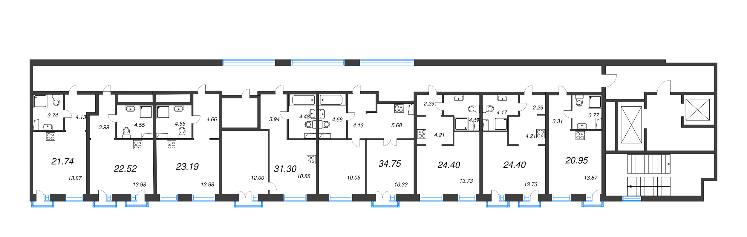 Квартира-студия, 20.95 м² - планировка этажа