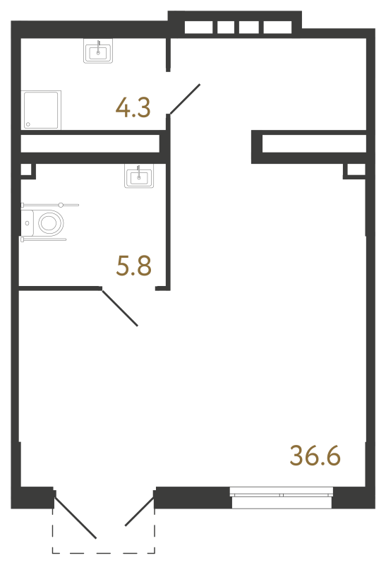 Помещение, 46.7 м² в ЖК "Струны" - планировка, фото №1