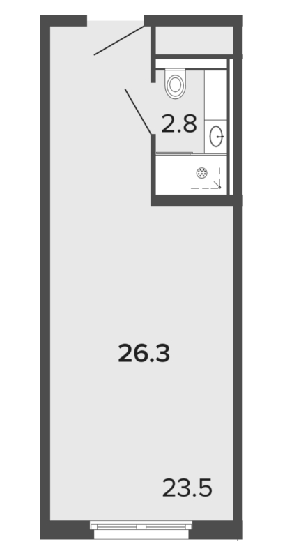 Квартира-студия, 25.9 м² в ЖК "ARTSTUDIO Moskovsky" - планировка, фото №1