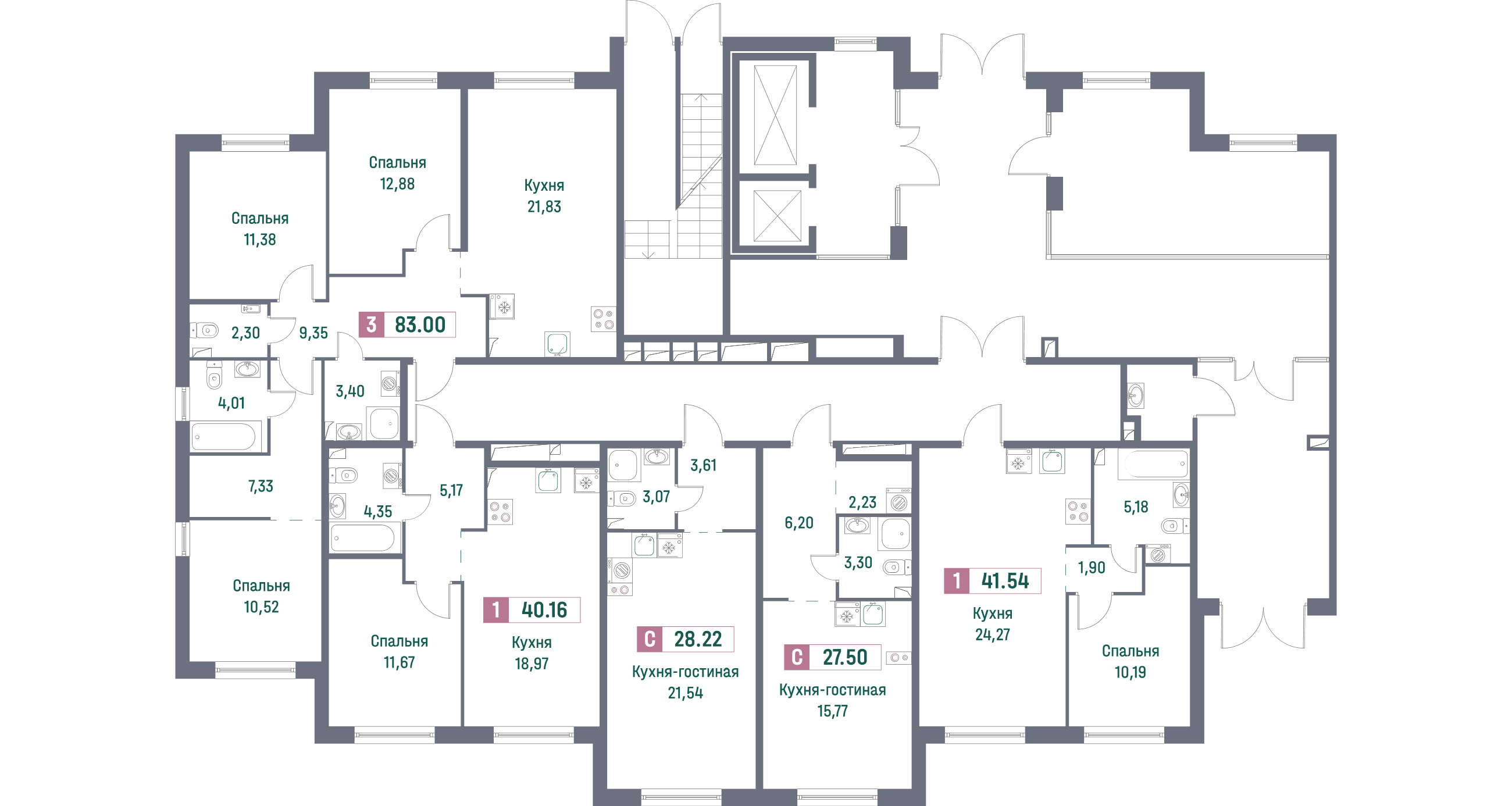 Квартира-студия, 28.22 м² - планировка этажа